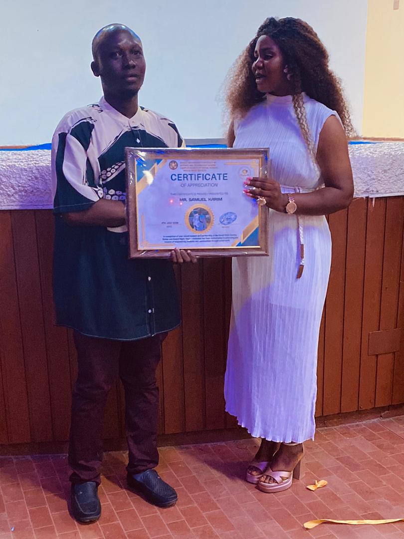 Certificate of Appreciation presented to Mr. Samuel Karim
